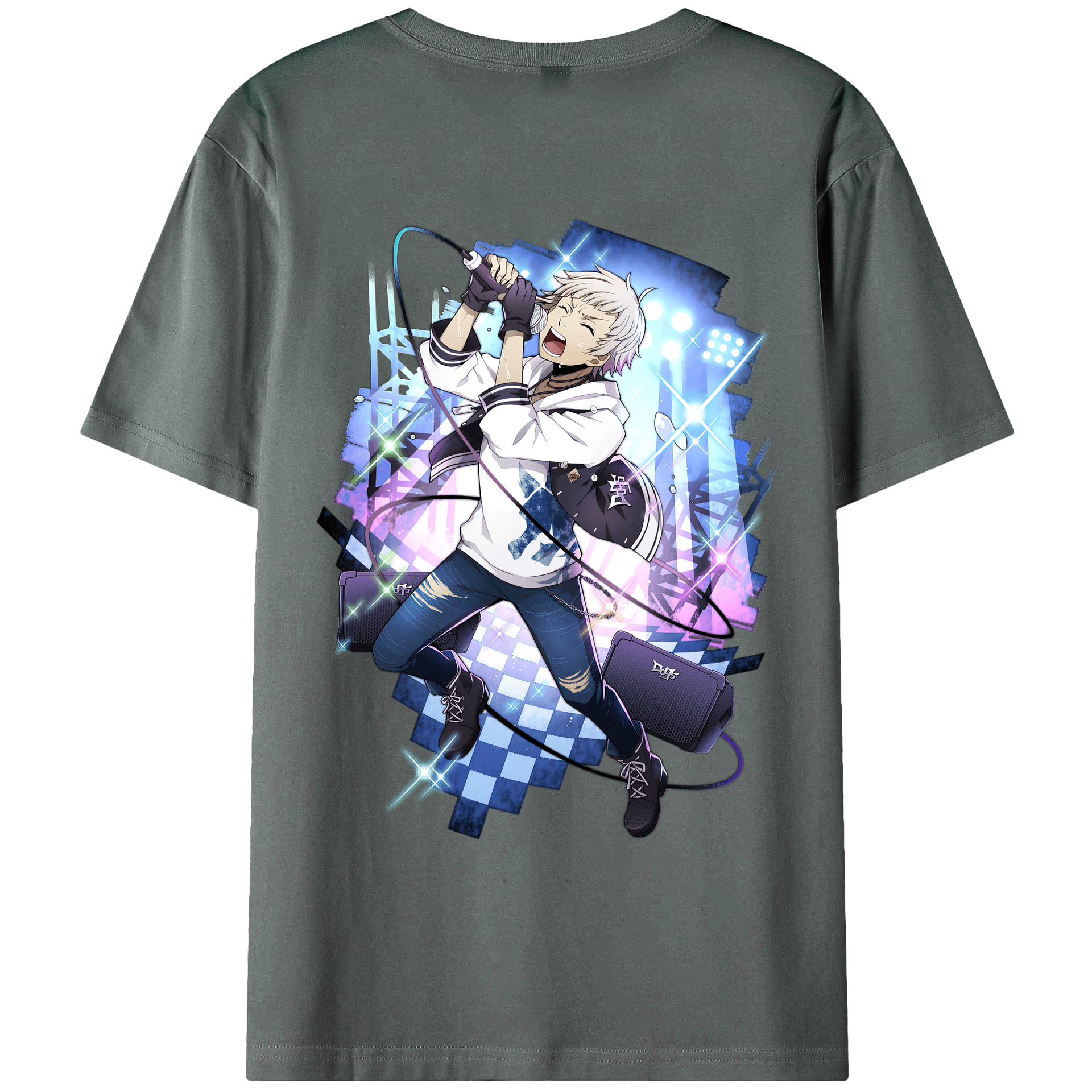 （画像用） 文豪ストレイドッグス Bungo Stray Dogs 綿100％ メンズ半袖Tシャツ（バックプリント） 通気性